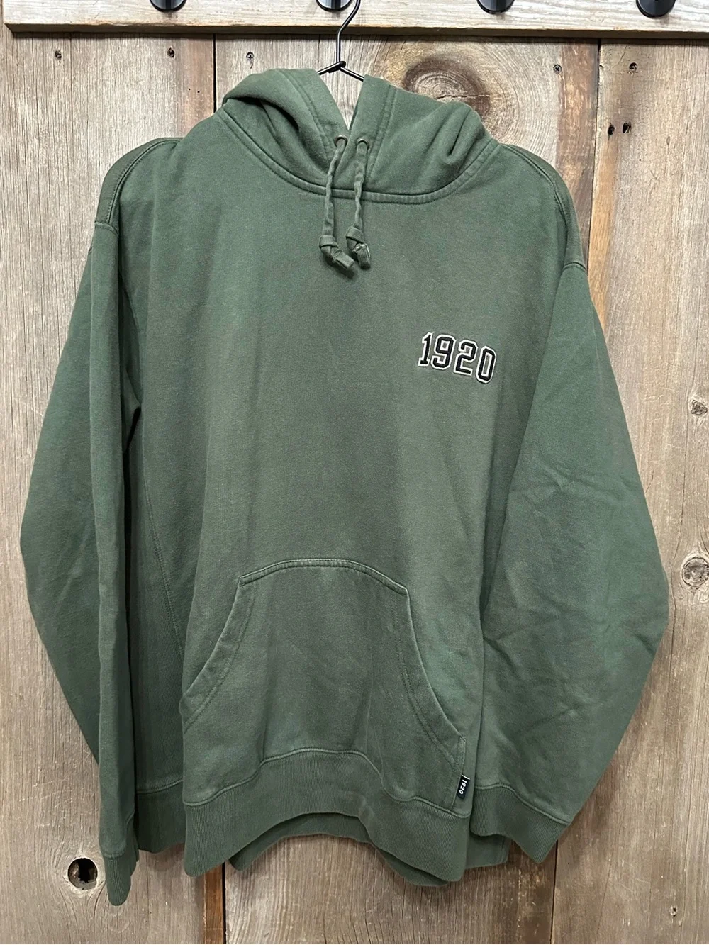 Y2K Eddie Bauer Heavyweight Kangaroo Pocket Hooded Sweatshirt Green Men’s Large